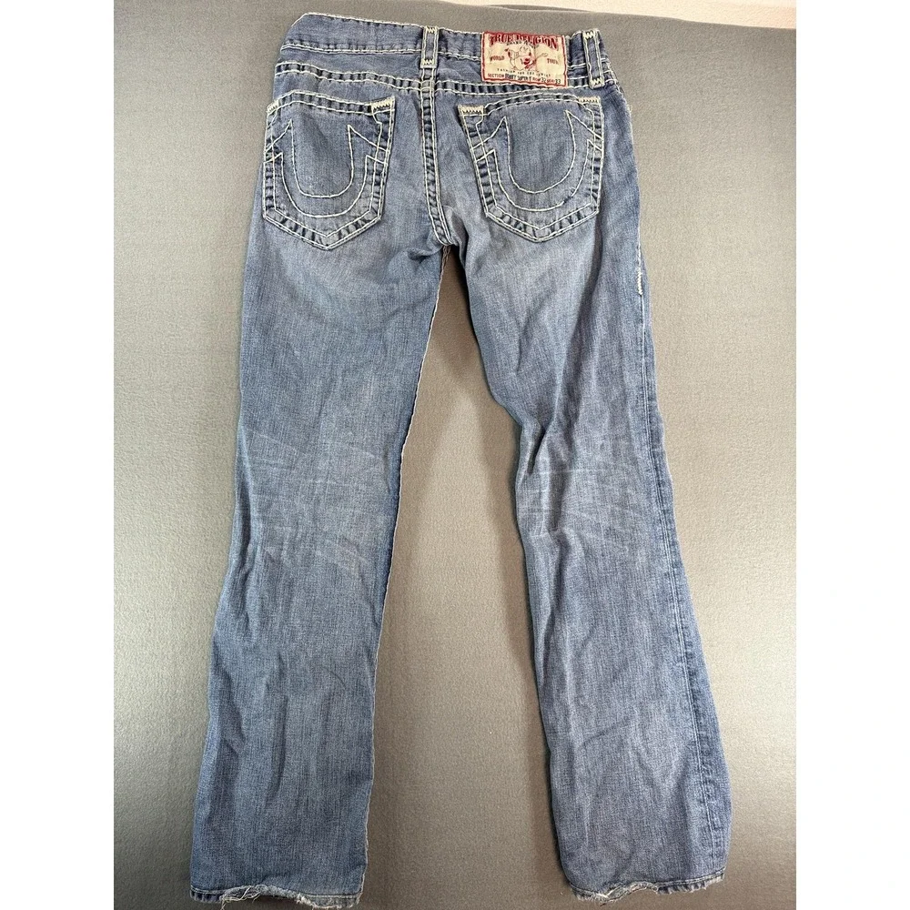 True Religion Bobby Super T Jeans Mens 32 Med Wash Relaxed Bootcut Distressed